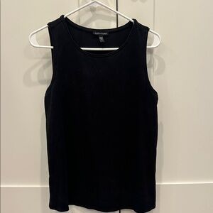Eileen Fisher Jewel Shell Neck Black Tank Top (xs)